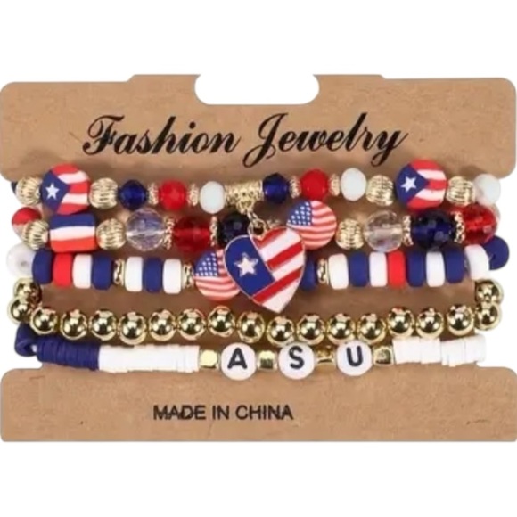 Fashion Jewelry Jewelry - Red and White Patriotic Beaded Bracelet Set